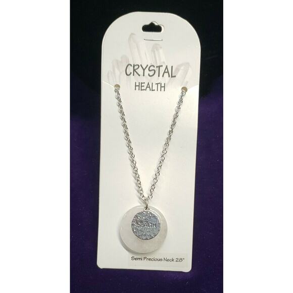 Crystal Health Semi Precious Real Quartz Stone, 28" Silver Tone Chain, NWT - Picture 3 of 10